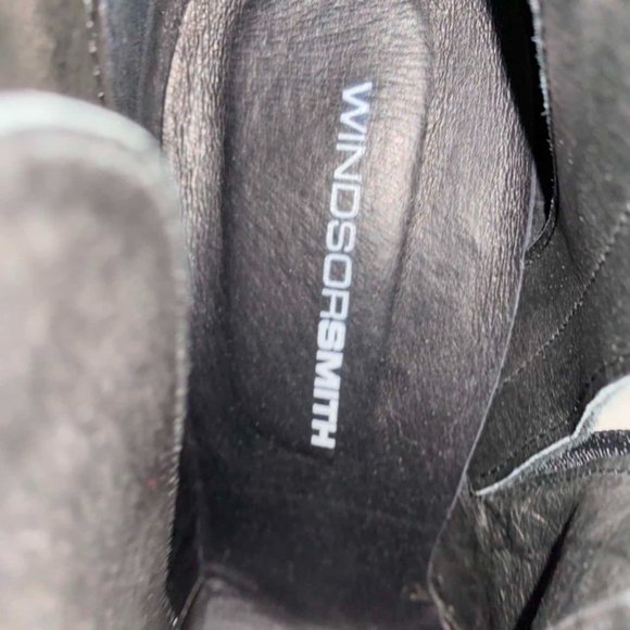 WINDSOR SMITH Black Leather Buckle High Heeled Ankle Boots - Picture 9 of 9